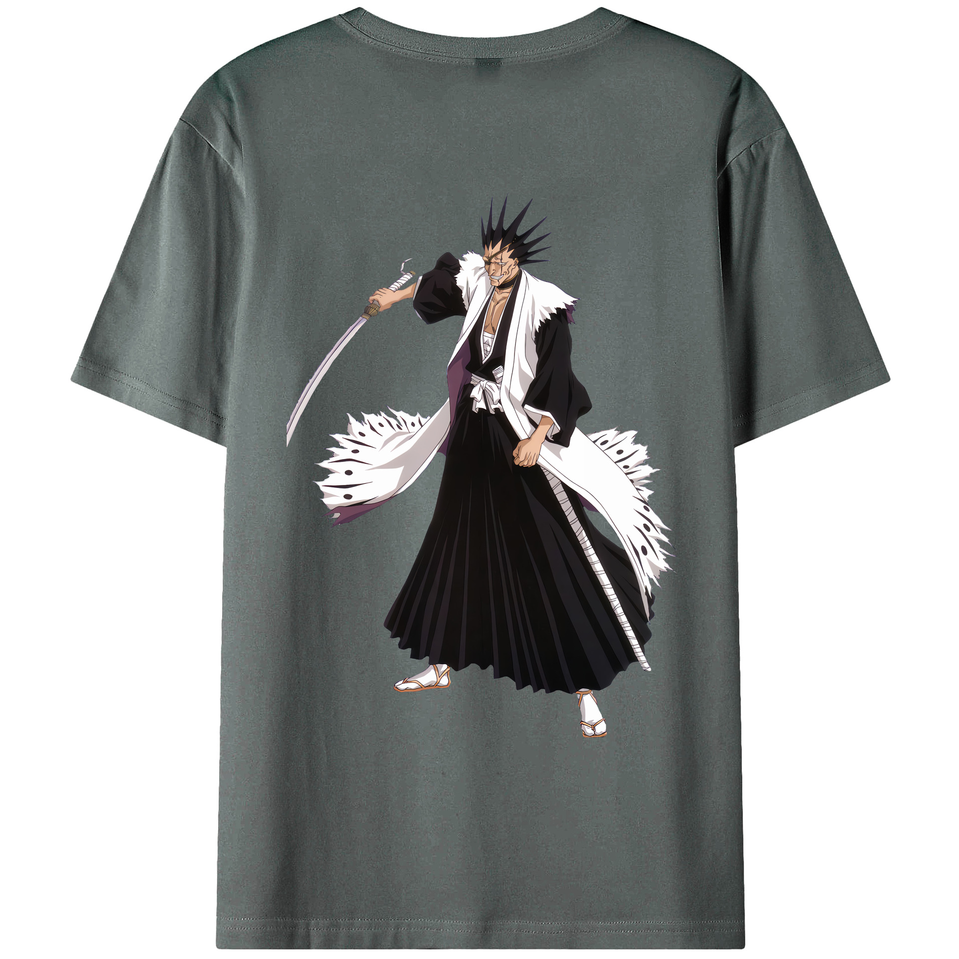 （画像用） ブリーチ ざらき けんぱち BLEACH Zaraki Kenpachi 綿100％ メンズ半袖Tシャツ（バックプリント） 通気性